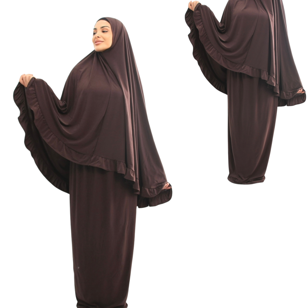 Zweiteiliges Gebetskleid - Khimar + Rock - Brownie