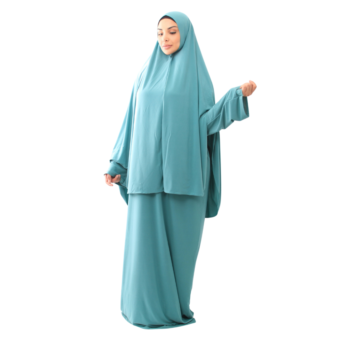 Abaya + Khimar Zweiteiler - Jade Green l Premium Set