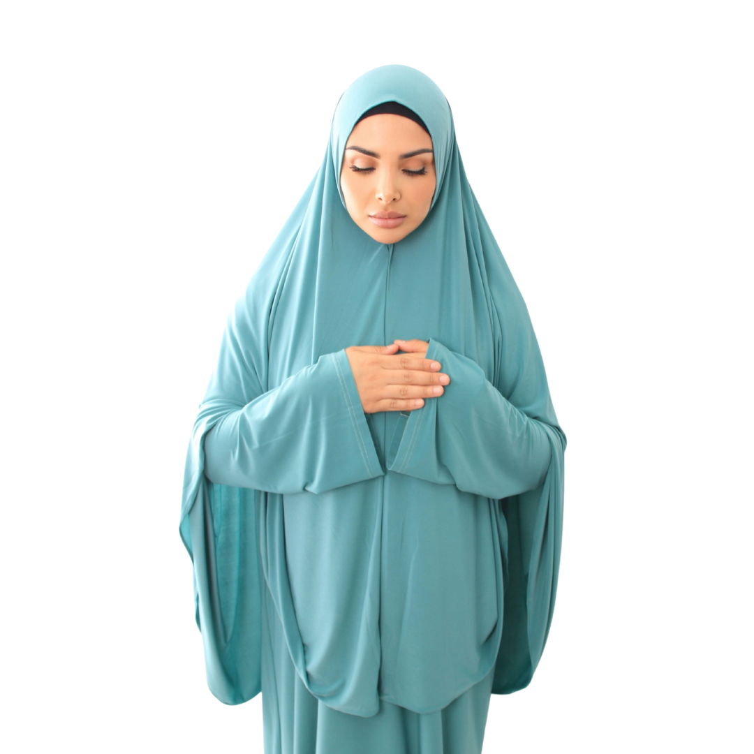 Abaya + Khimar Zweiteiler - Jade Green l Premium Set