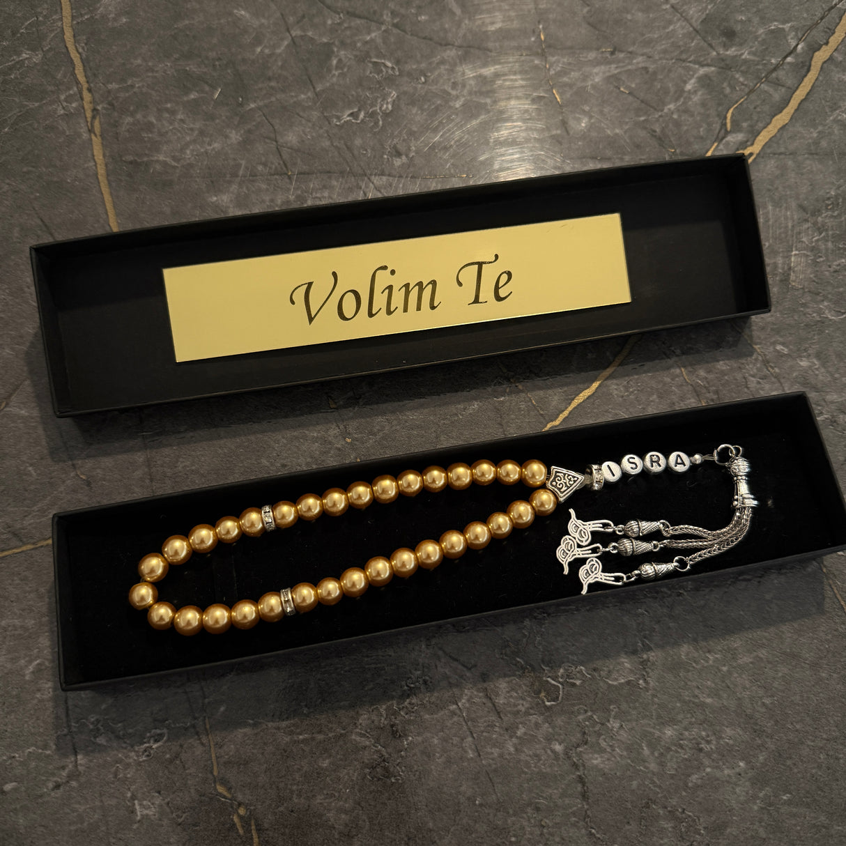 3er Set - 3 Personalisierte Tesbihs + Box