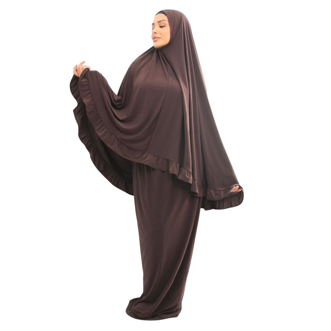 Zweiteiliges Gebetskleid - Khimar + Rock - Brownie