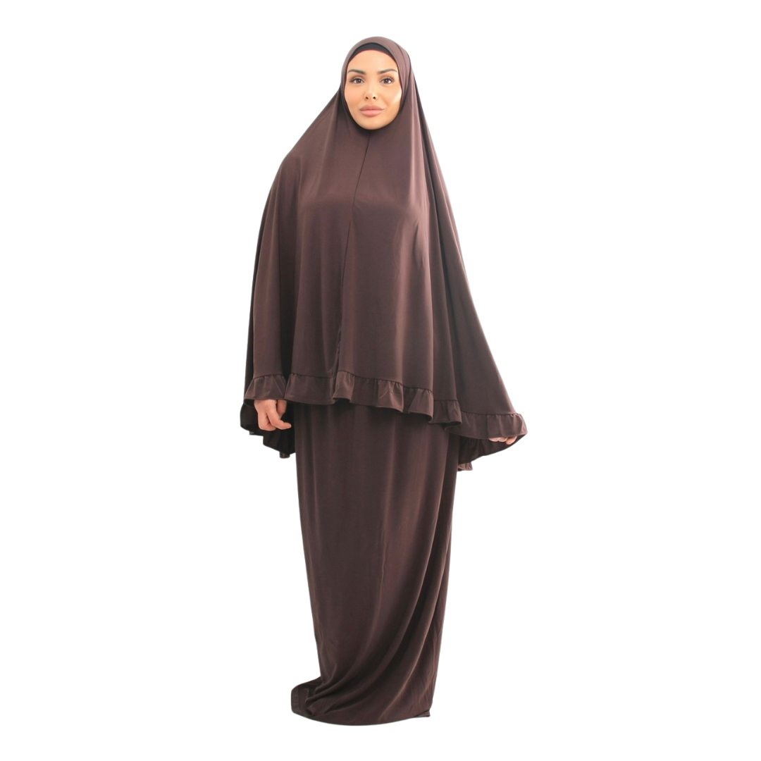 Zweiteiliges Gebetskleid - Khimar + Rock - Brownie