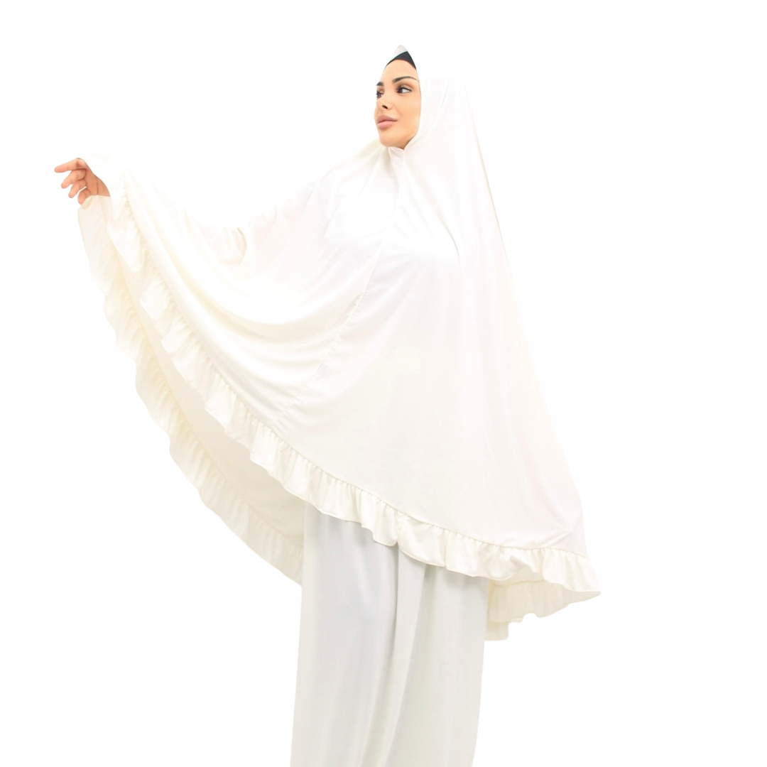 Zweiteiliges Gebetskleid - Khimar + Rock - White