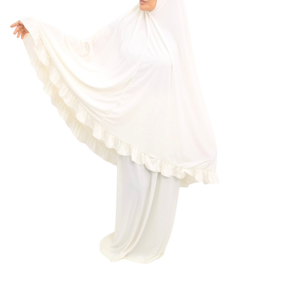 Zweiteiliges Gebetskleid - Khimar + Rock - White