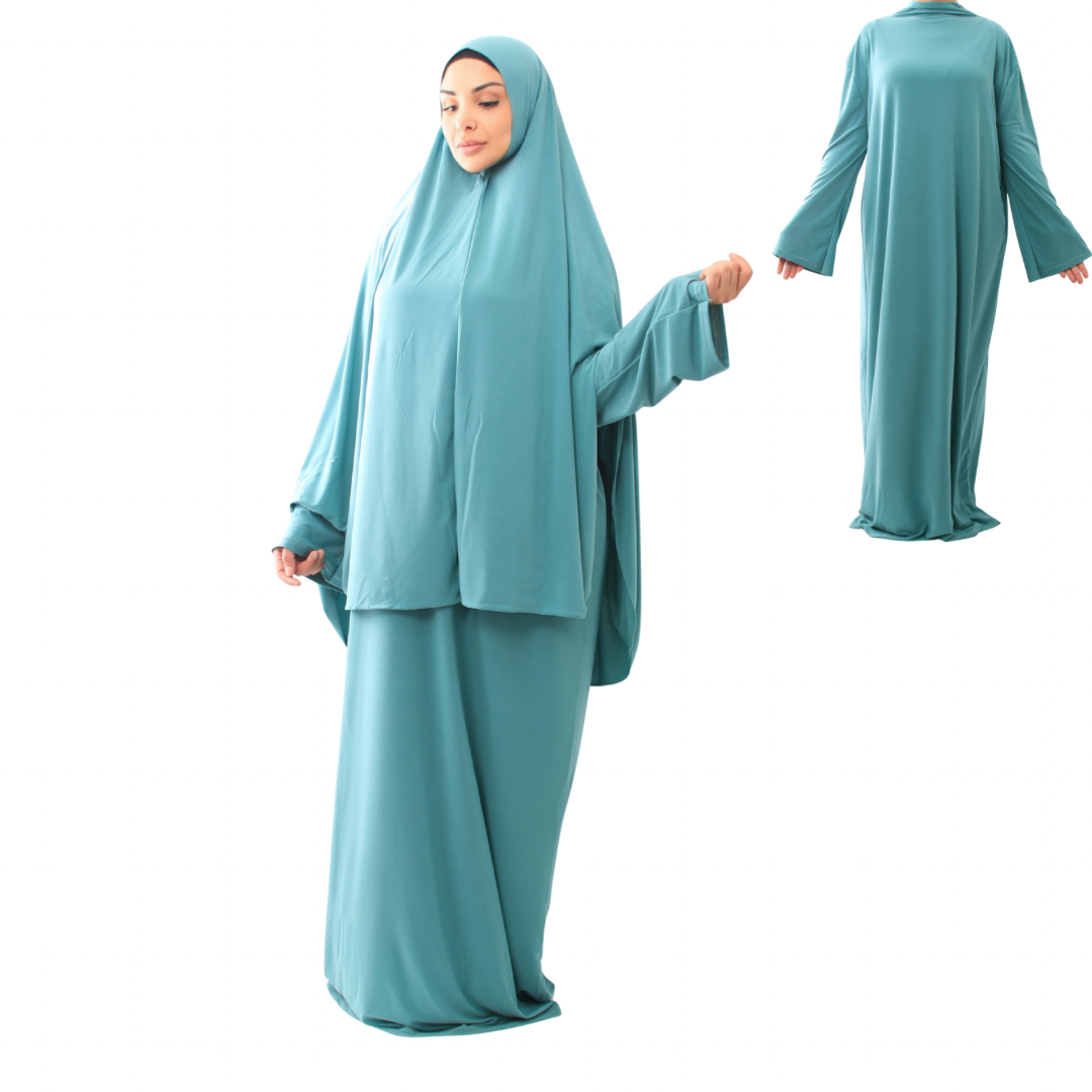 Abaya + Khimar Zweiteiler - Jade Green l Premium Set