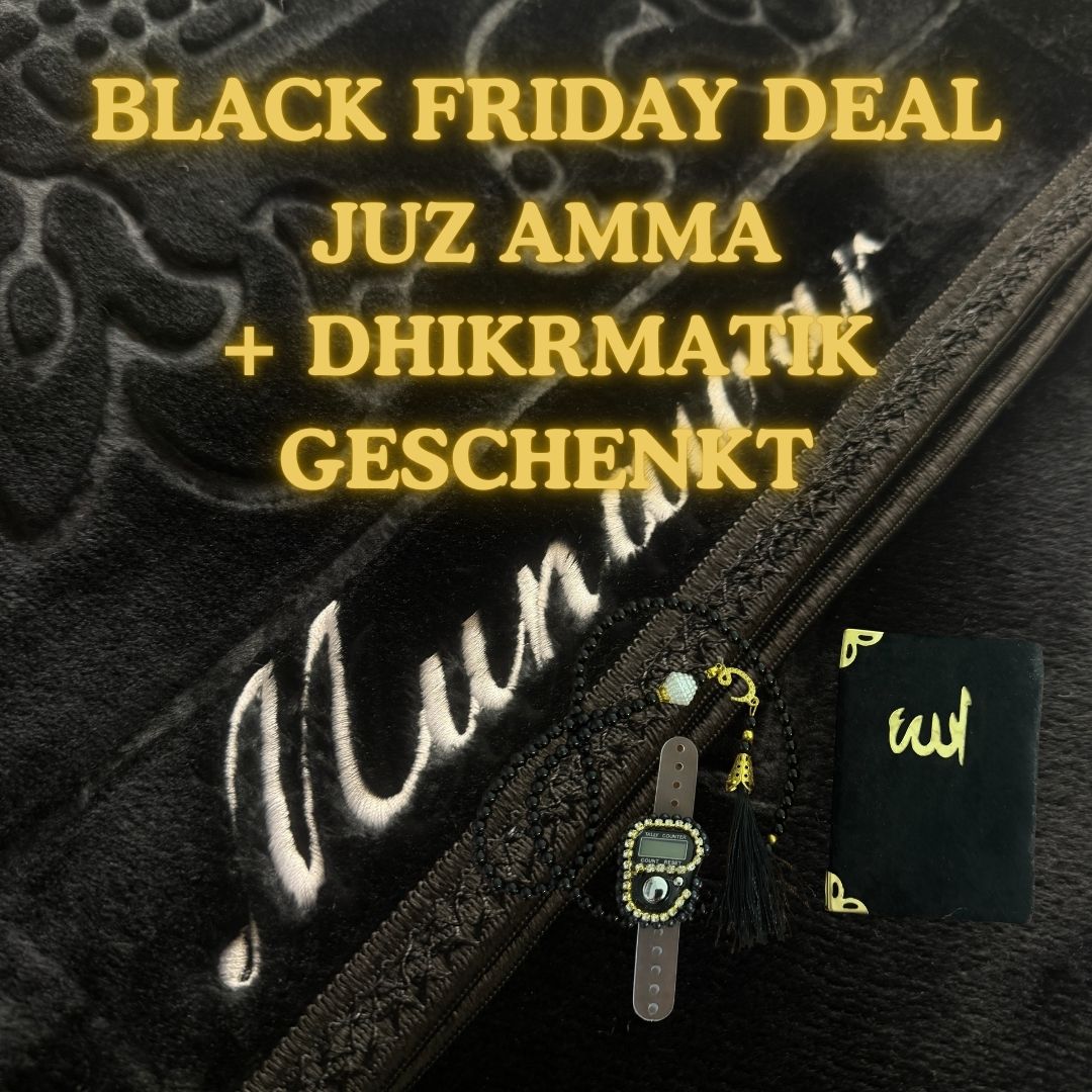 BLACK FRIDAY DEAL Personalisierter Gebetsteppich l GESCHENK Tesbih + Dhikrmatik + Juz Amma