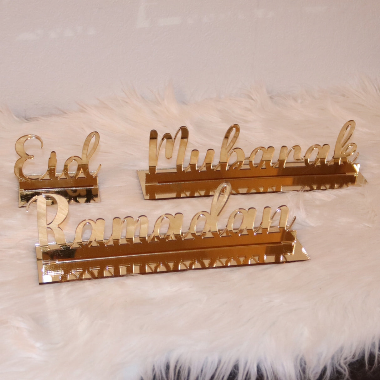 Ramadan/Eid Mubarak Tischschild in gold und silber