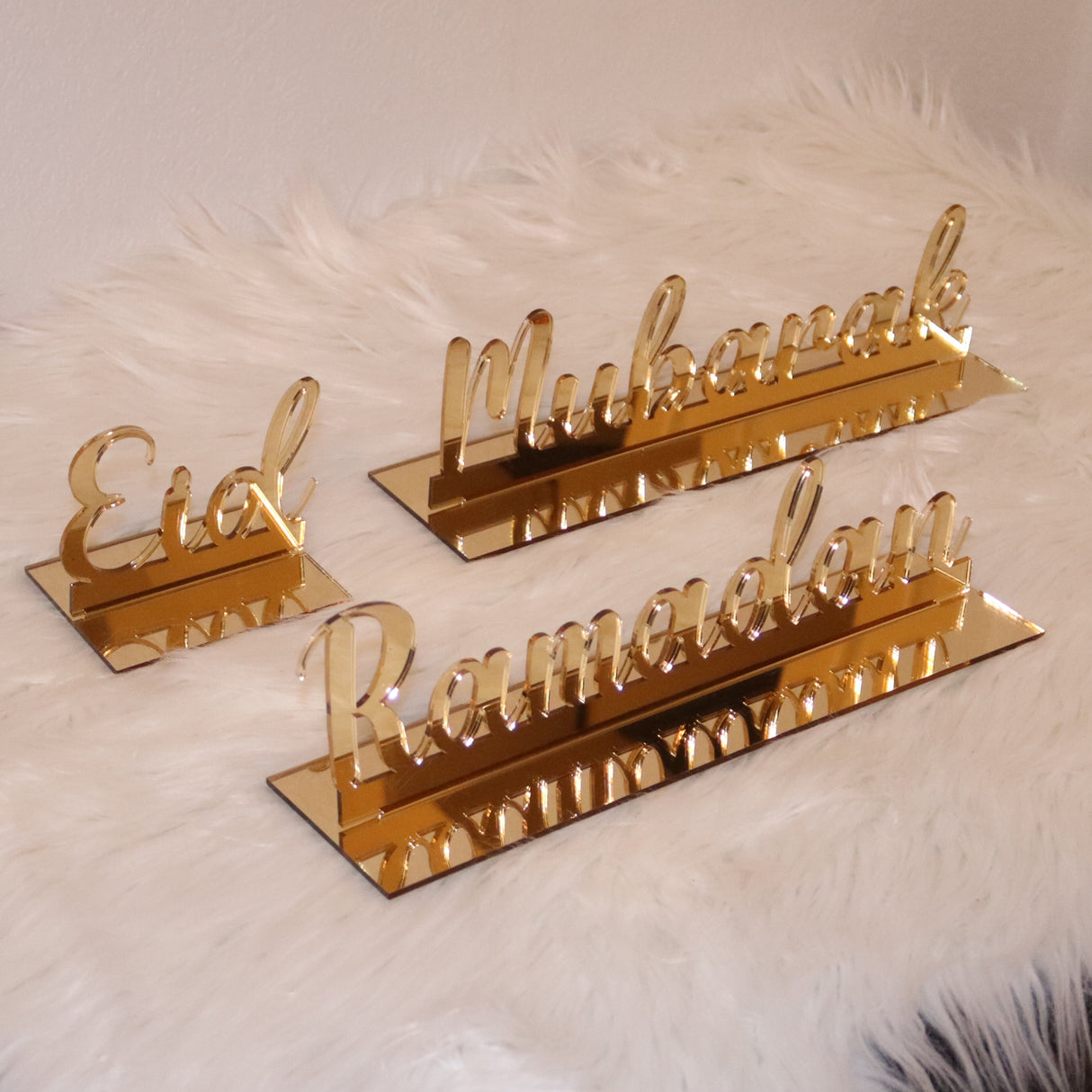 Ramadan/Eid Mubarak Tischschild in gold und silber