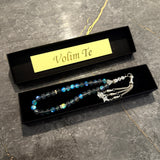 Tesbih mit Name - Shiny Pearls (Blue/Silver/White)