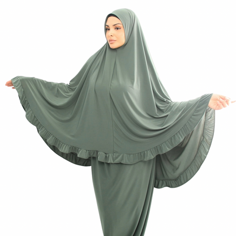 Zweiteiliges Gebetskleid - Khimar + Rock - Pistachio