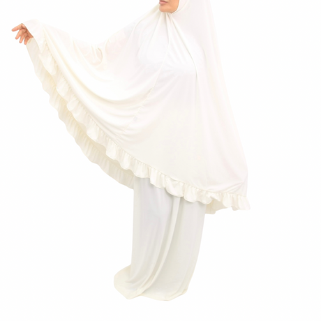 Zweiteiliges Gebetskleid - Khimar + Rock - White