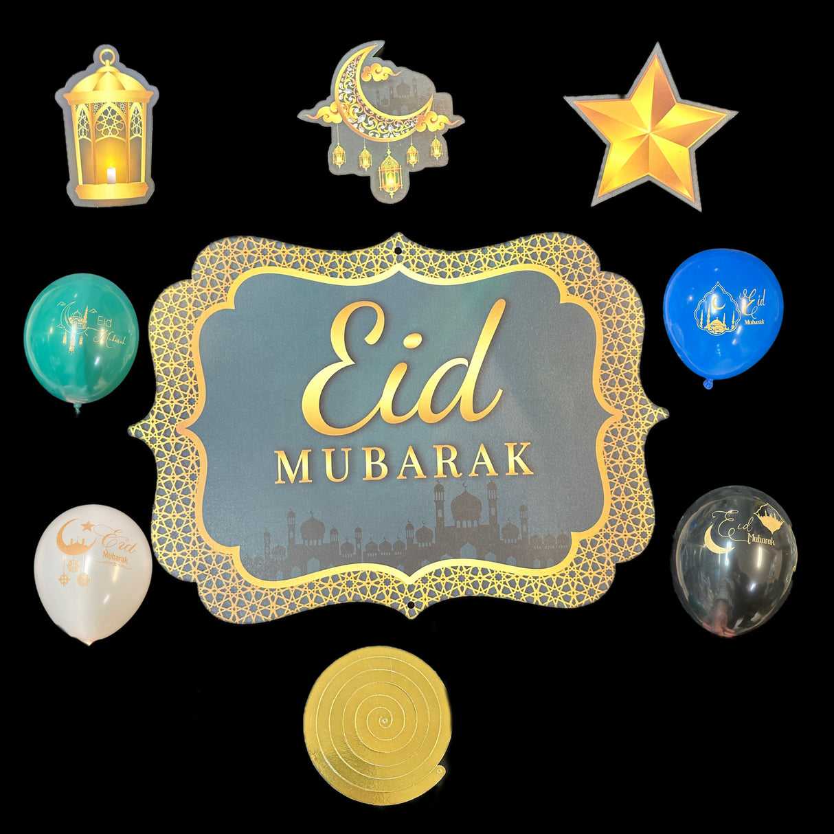 Eid Mubarak decoration for hanging 8 pieces.