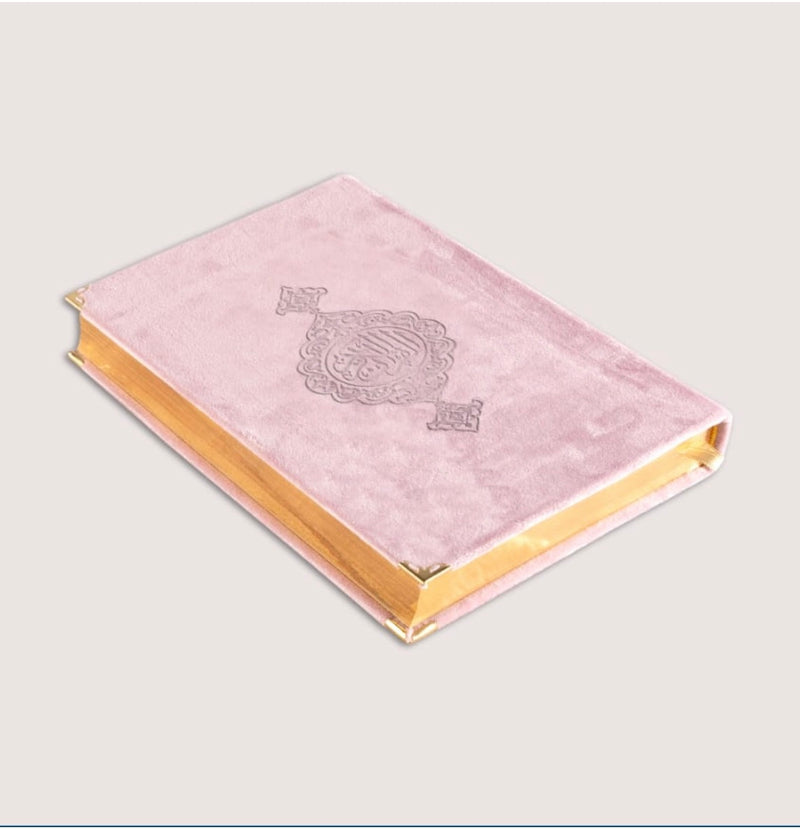 Samtiger Quran in 13x17cm in rosa