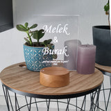 Personalisiertes Acrylglas mit Firmenlogo und Holz LED-Leuchte