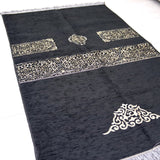 luxuriöser Gebetsteppich im Kaaba Design in schwarz gold
